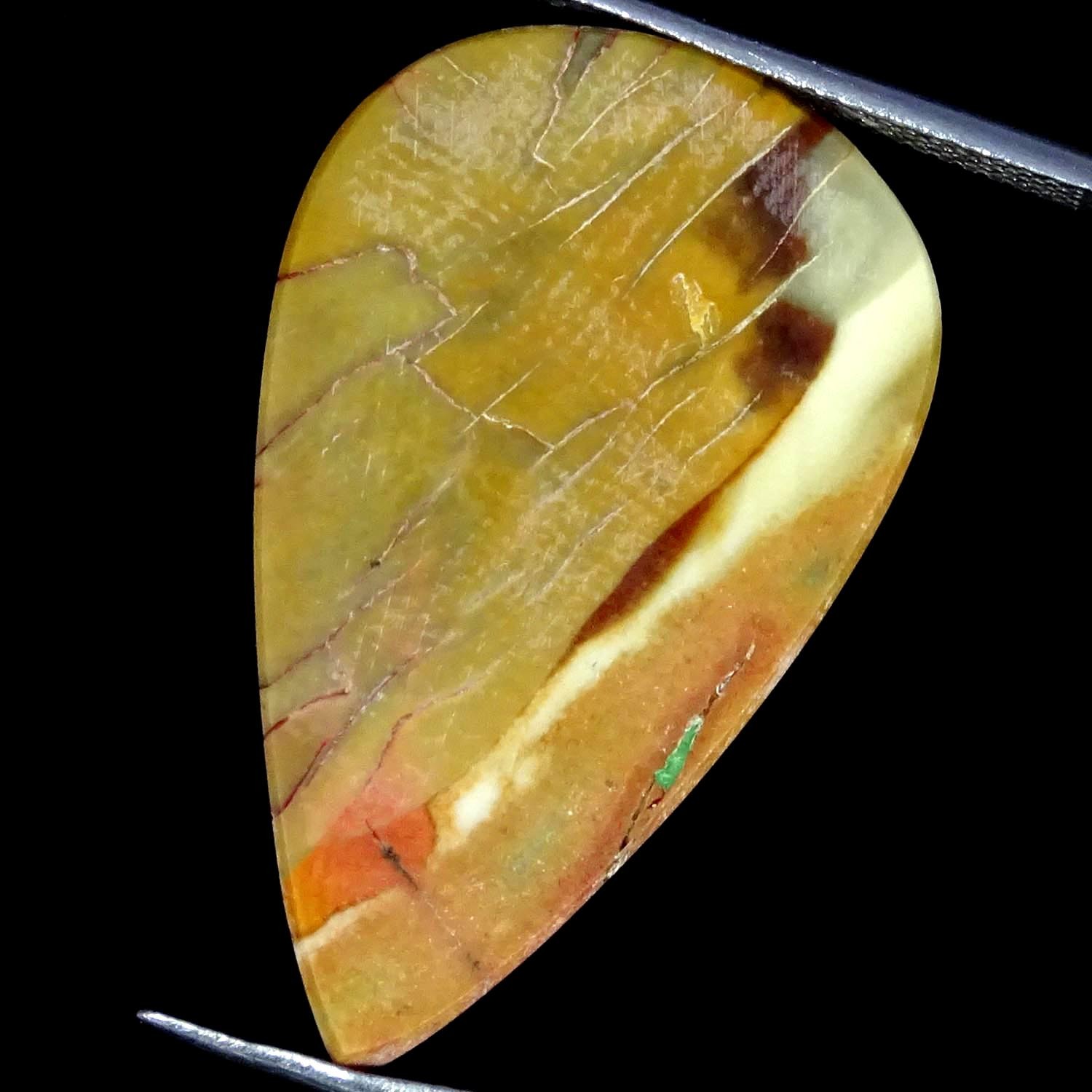23.10Cts Natural Designer Polygram Jasper Pear Cabochon Gemstone 19X32X5MM