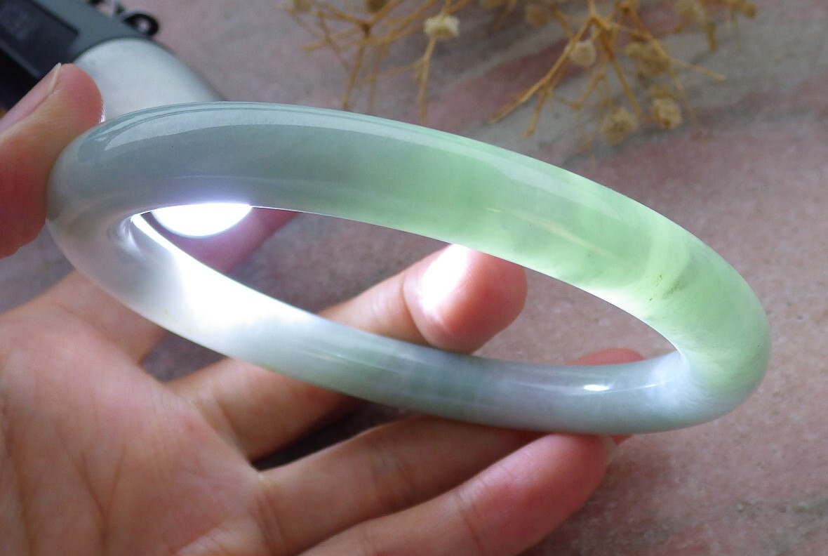 Video Certified Green 100% A JADE Jadeite Circle Bangle Bracelet 69mm 684861 AS