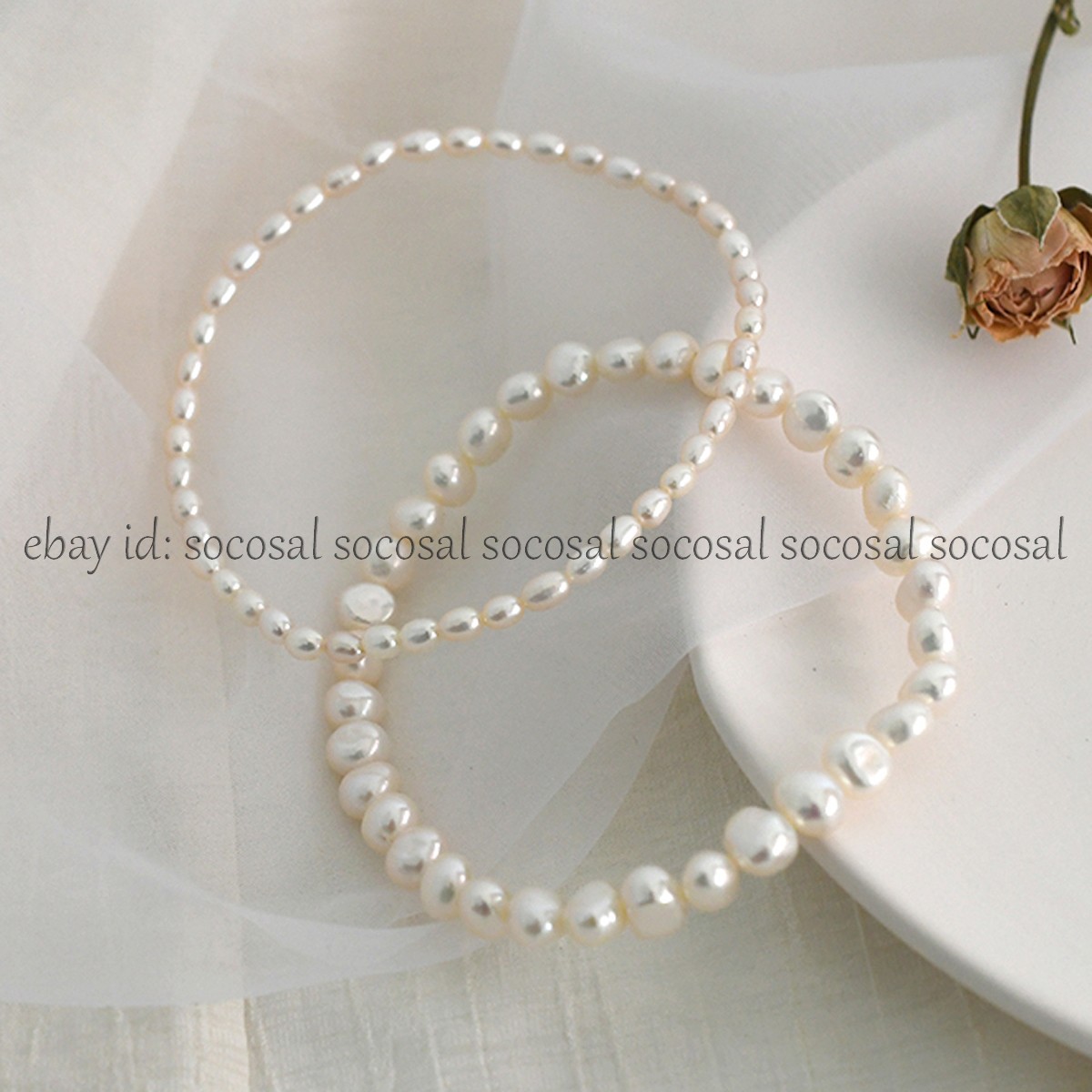 Genuine Natural White Freshwater Pearl Anklet Elastic Chain Beach Foot Bracelet