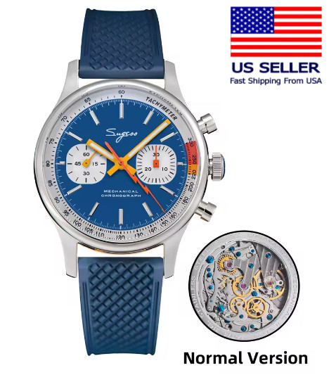 Sugess Seagull 1963 40mm STI1908 Mechanical Chronograph Blue Dial Men’s Watch