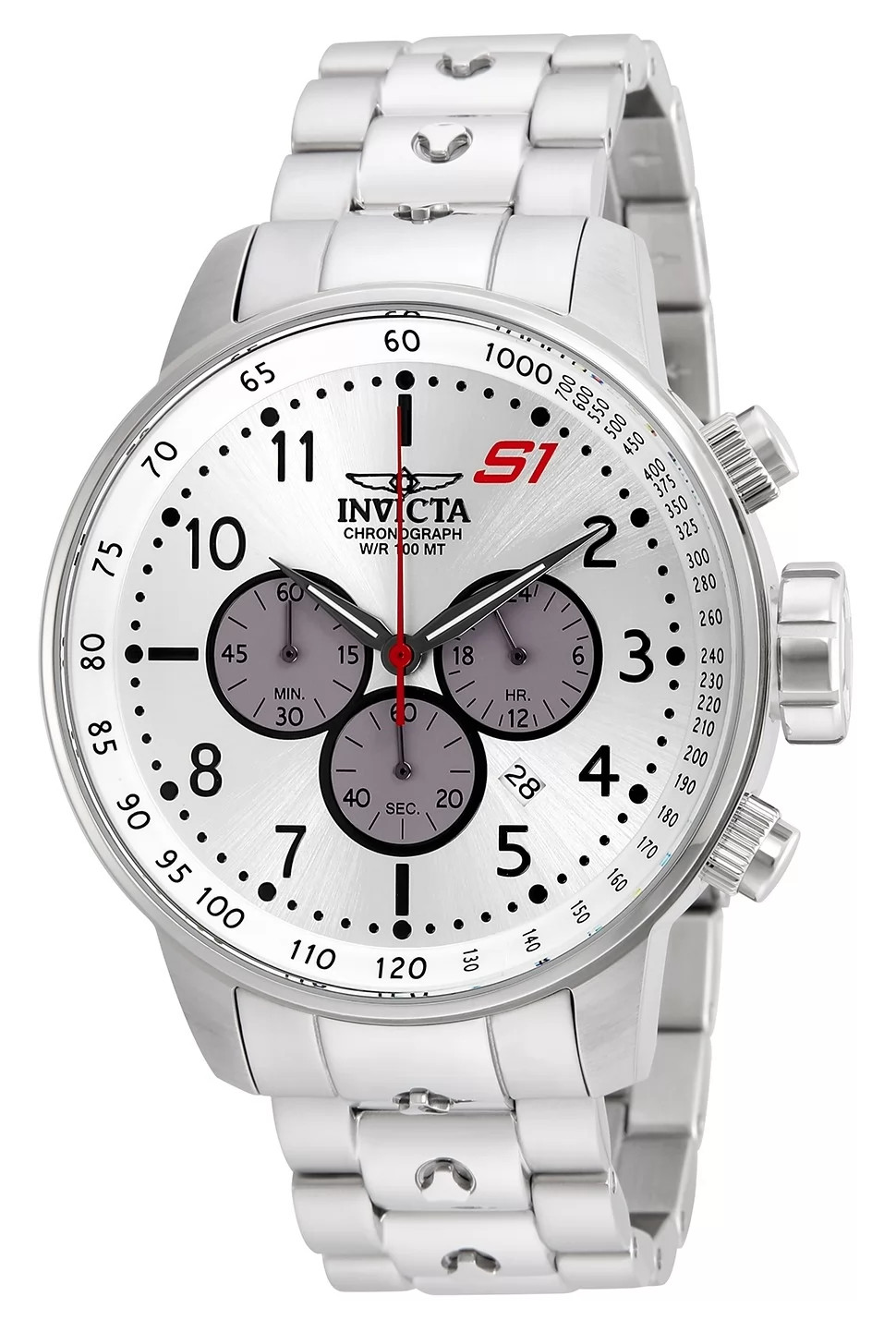 Invicta Men’s 23083 S1 Rally Quartz Chronograph Silver, Grey Dial Watch