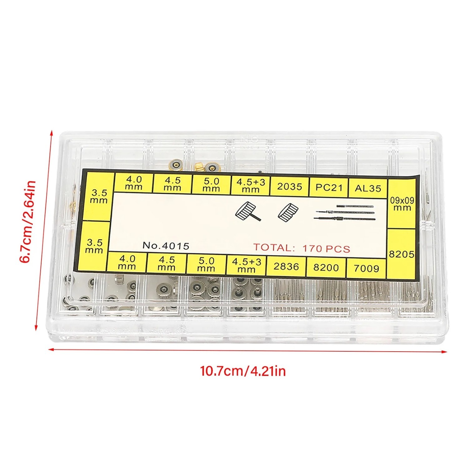 Assorted Watch Stem Extender & Crowns Repair Replacement Accessory Tool Box kit