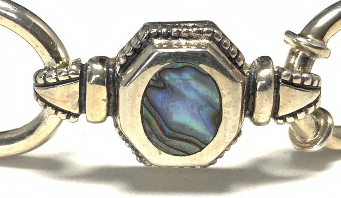 Sterling Silver 925 Abalone Bangle Bracelet 7-inches LX10