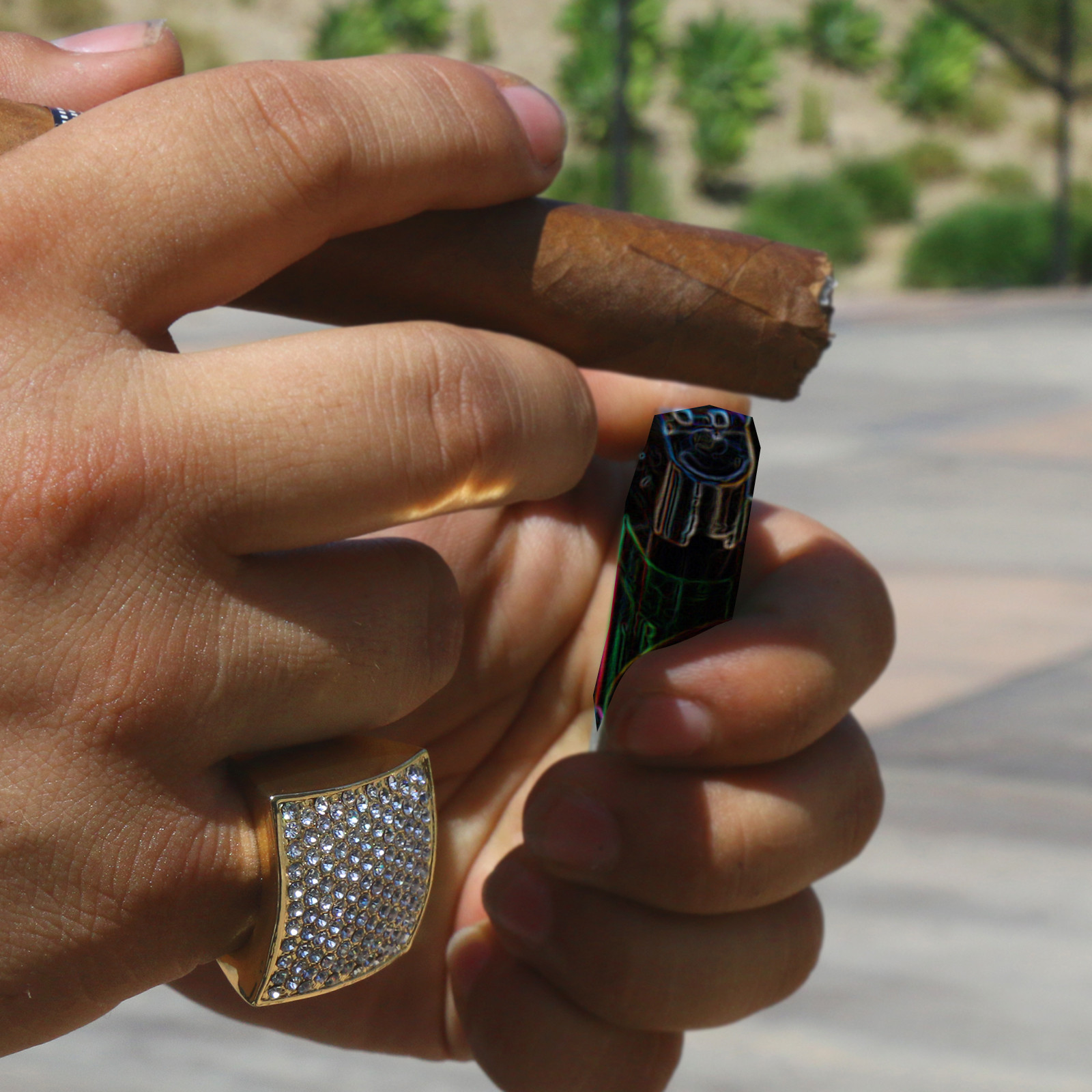 Mens 14k Gold Plated Hip Hop Cubic-Zirconia Square Jumbo PINKY Ring SIZE 7-12