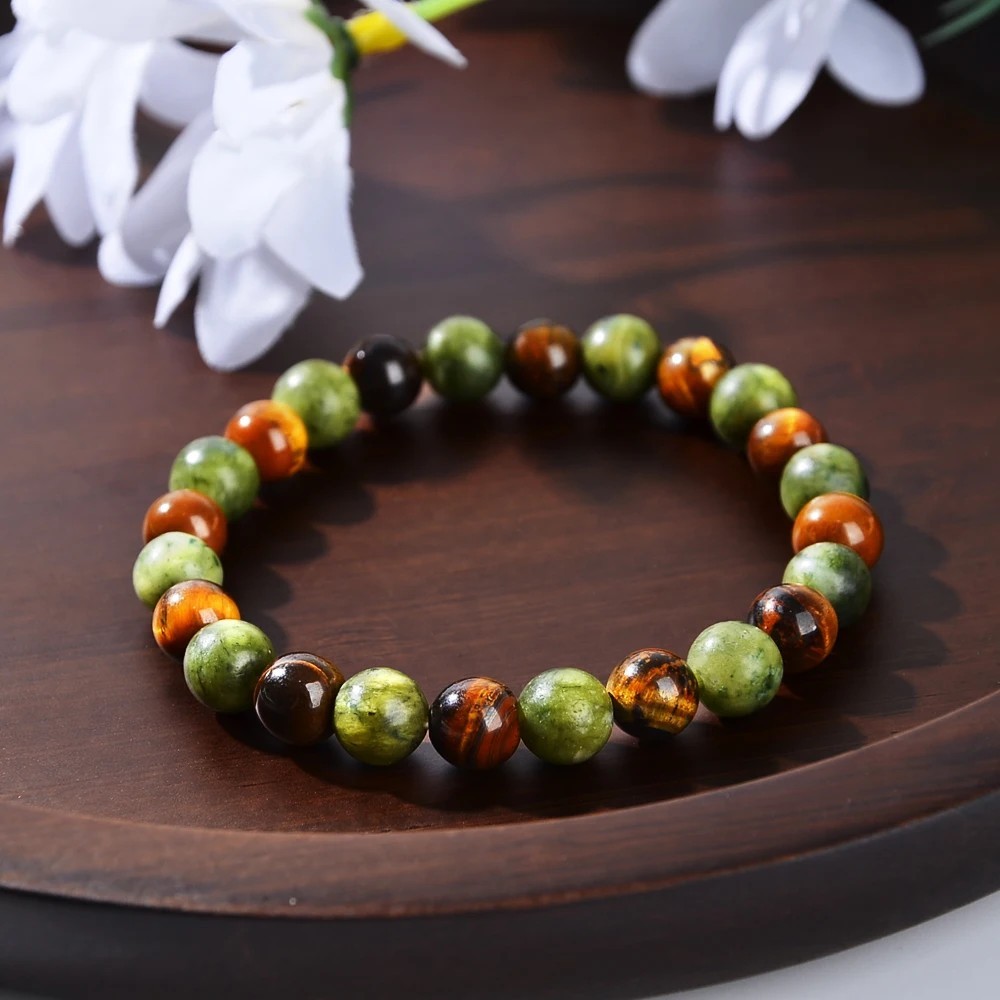 Natural Stone Beaded Bracelet Anxiety Relief Spiritual Protection Money Unisex
