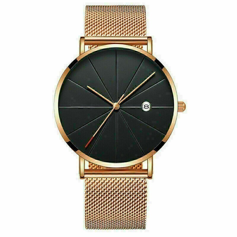 Ultra Casual Men’s Thin Quartz Analog Wrist Watch with Stainless Steel Mesh Band