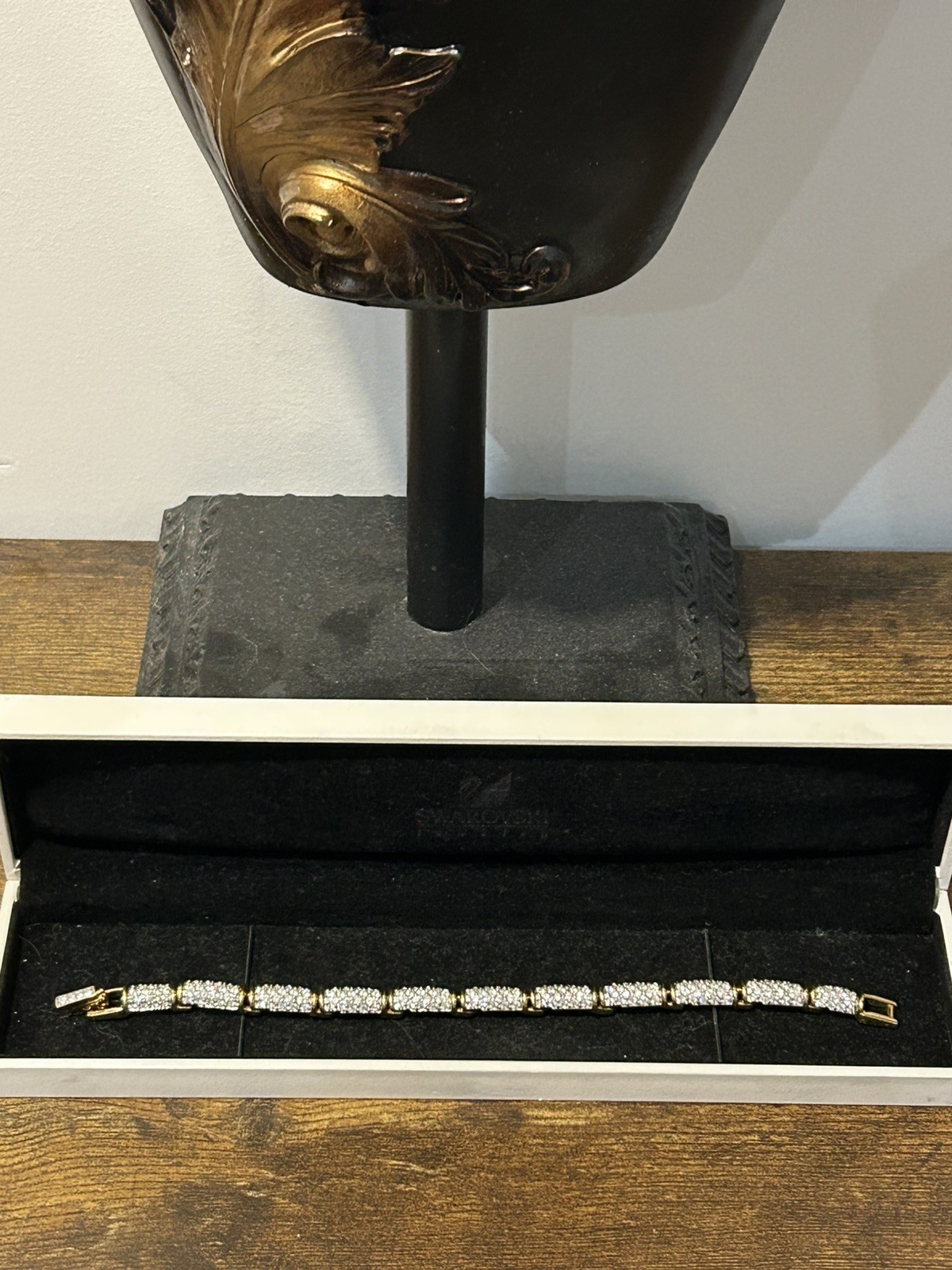 Vintage Swarovski Clear Pave Yellow Gold Plated Tennis Bracelet 18.5 cm approx