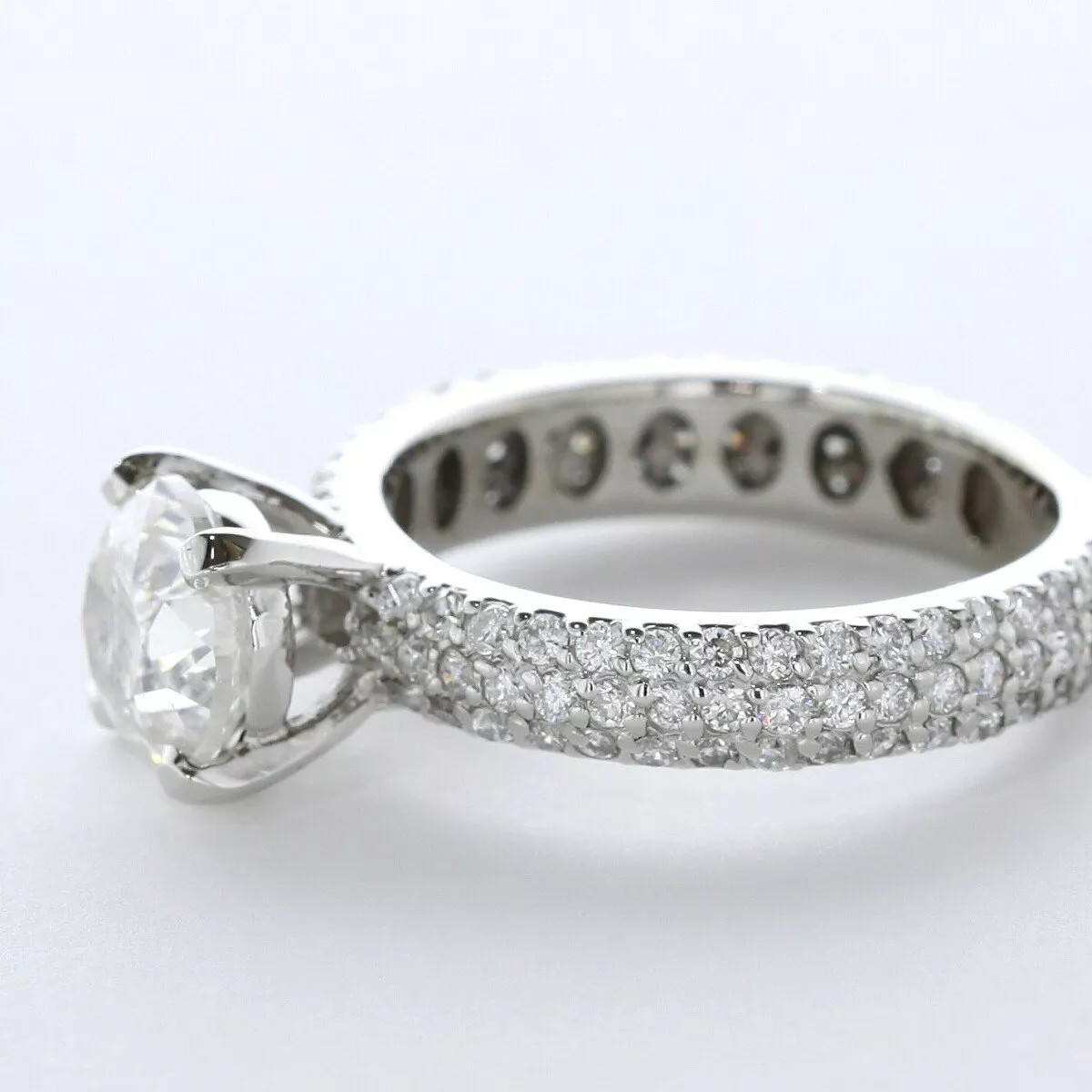 Side Stone Engagement Ring Solid 14K Gold 4.41 CT Round Lab-Grown Diamond F SI1