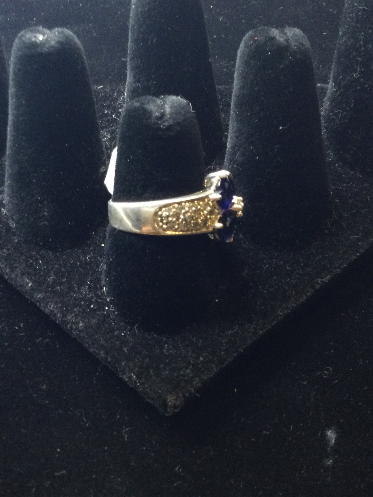 Sterling Silver Blue Stone Four Leaf Clover Setting Ring Size 7.5in