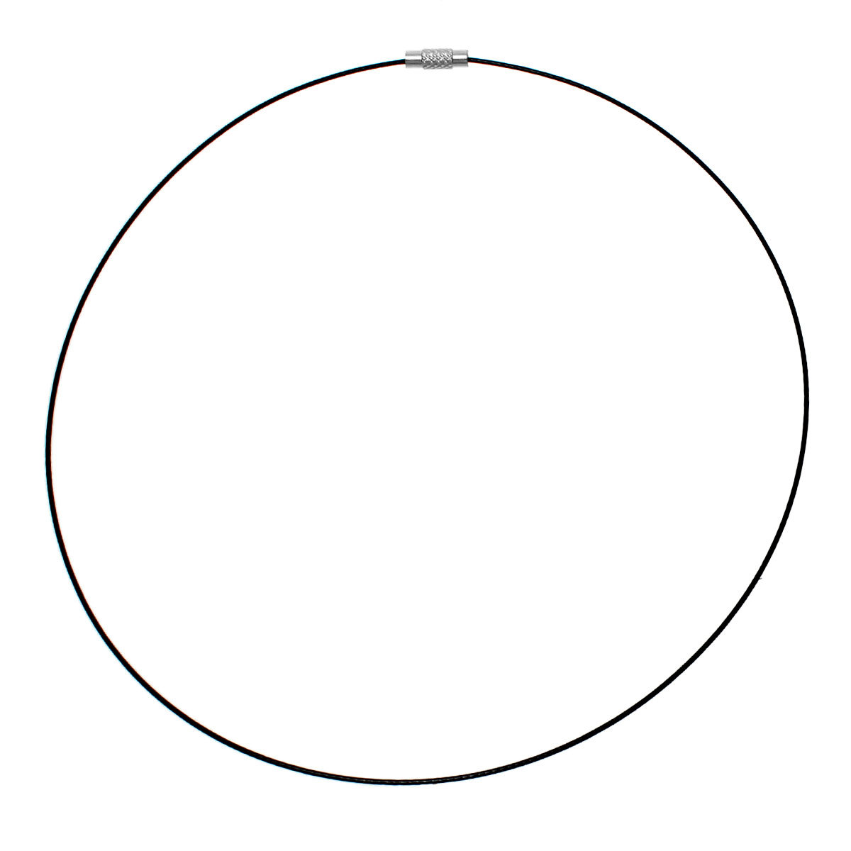 10 pcs. Black Memory Wire Choker Coated Necklaces with Silver Screw Clasp – 18″