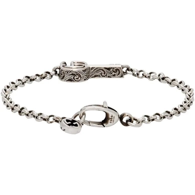 Authentic Gucci Double G Marmont Key Charm Bracelet 925 Silver Made in Italy NEW