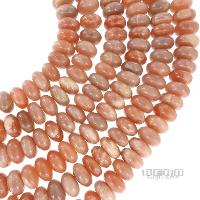 6″ Natural Peach Moonstone Rondelle Beads approx. 11mm (10.8mm – 11.6mm) #19468