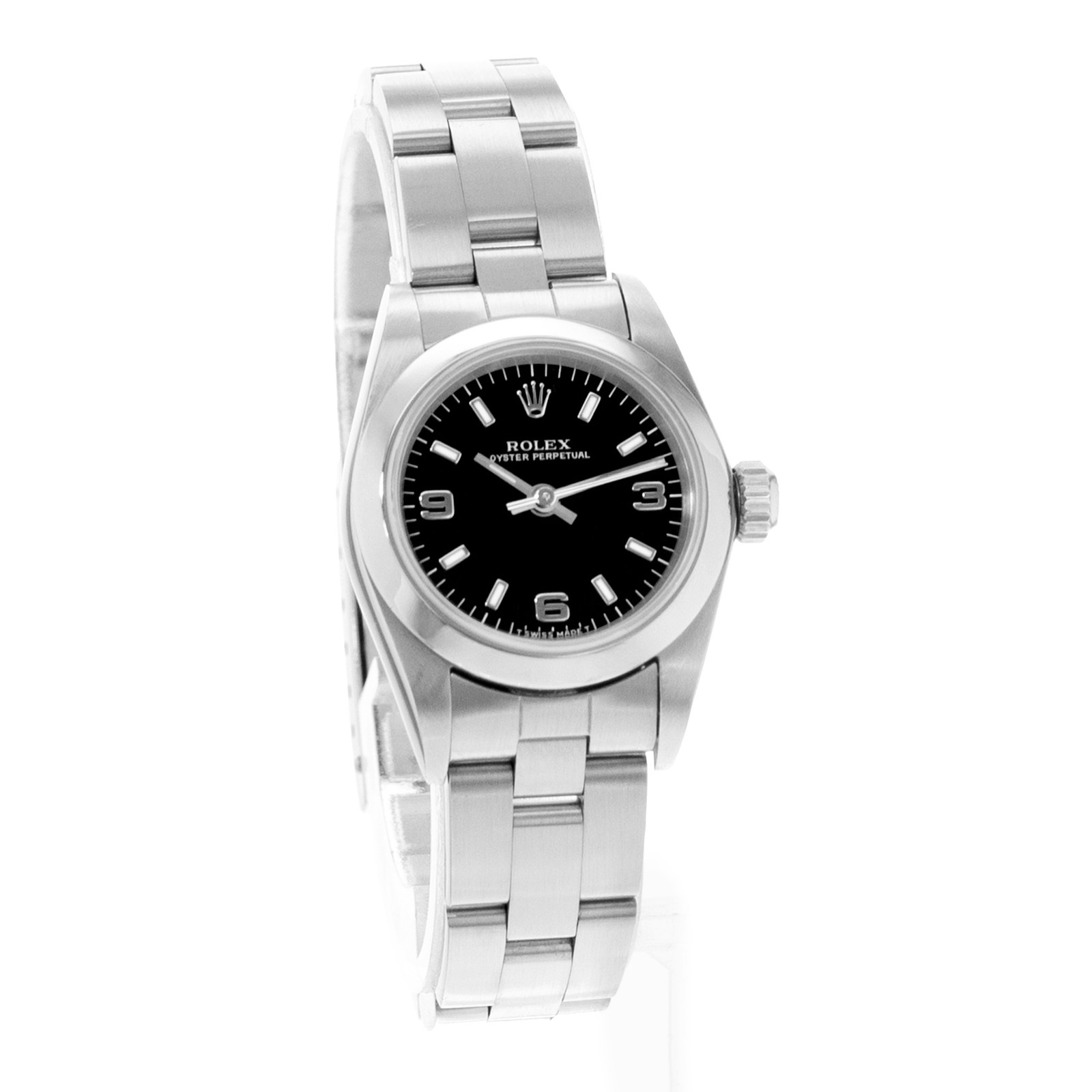 Rolex Oyster Perpetual 24 67180 Black Arabic Dial Steel Automatic Ladies Watch