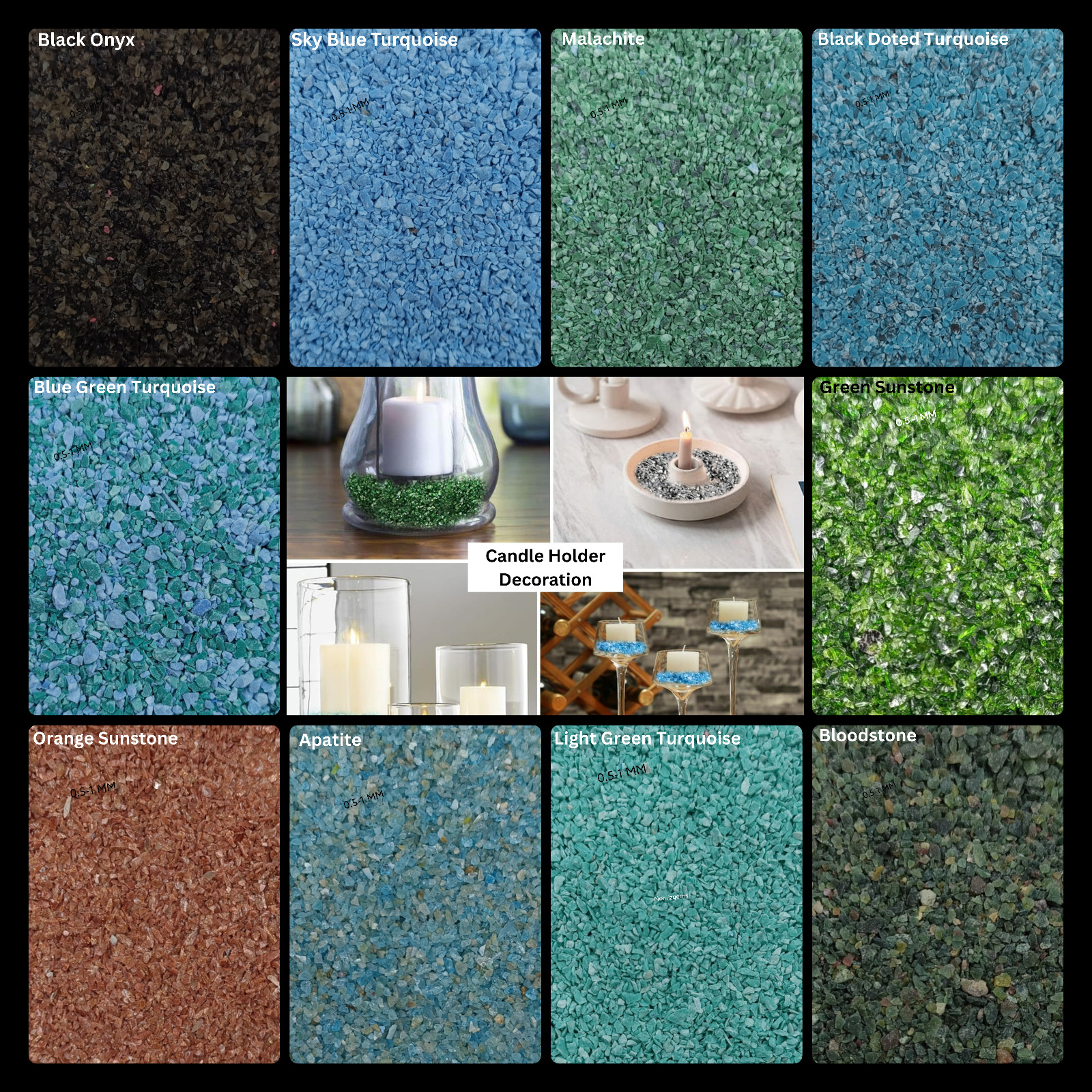 Crushed Gemstone Coarse 75+ Stone 0.5-1 MM Crushed For Ring & Woodworking Inlays
