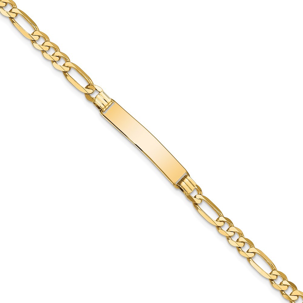 14k Yellow Gold Solid Chain/Plate Flat Figaro Link 27.5×5.5mm Plate Bracelet 8″