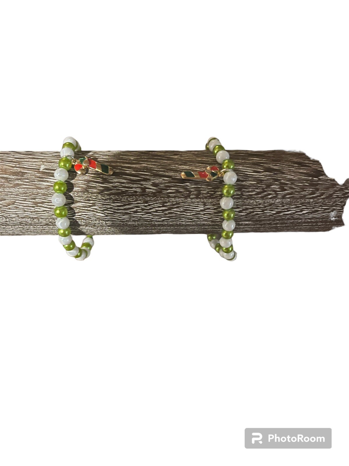 Green And Red Candy-Cane Bracelet