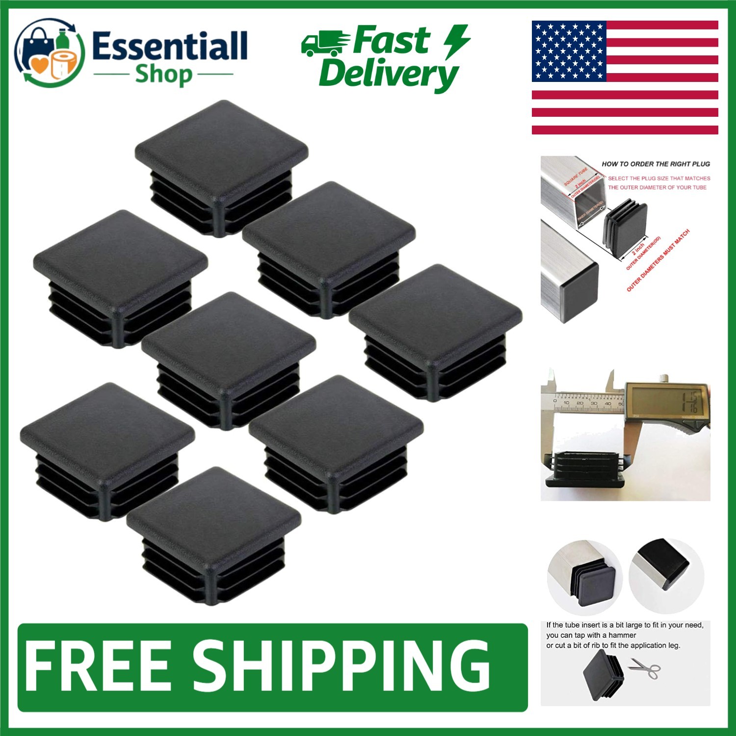 Weather-Resistant 2 Inch Plastic End Caps – Perfect for Indoor & Outdoor Use