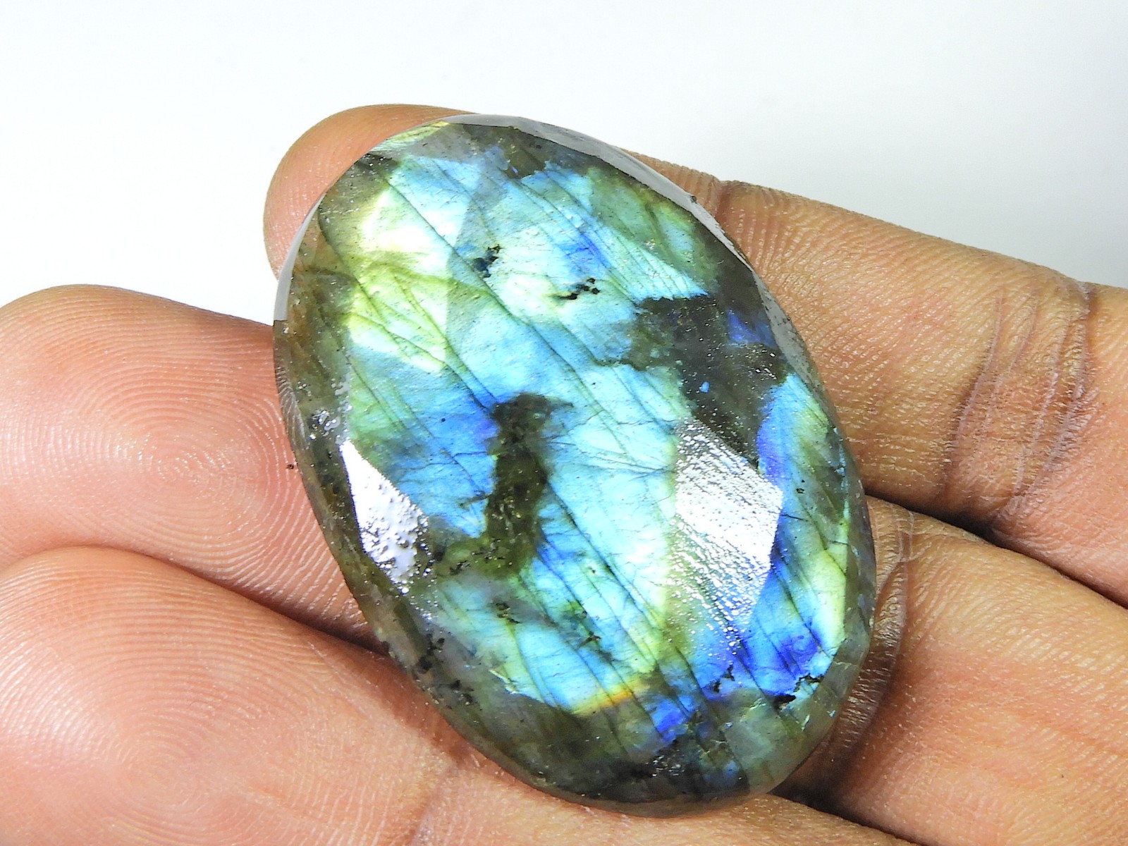 Labradorite Oval facted Cut Crytsal Loose Natural Gemstone 31X43X09 MM
