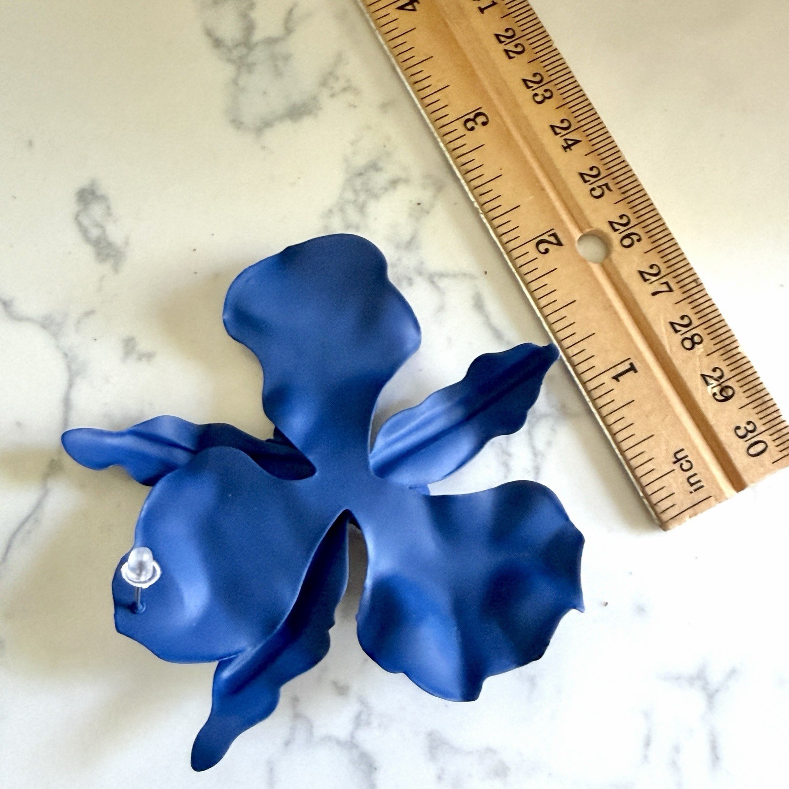 Azure Blue Iris Flower Earrings Zara Statement Jumbo Garden Party Jewelry NEW