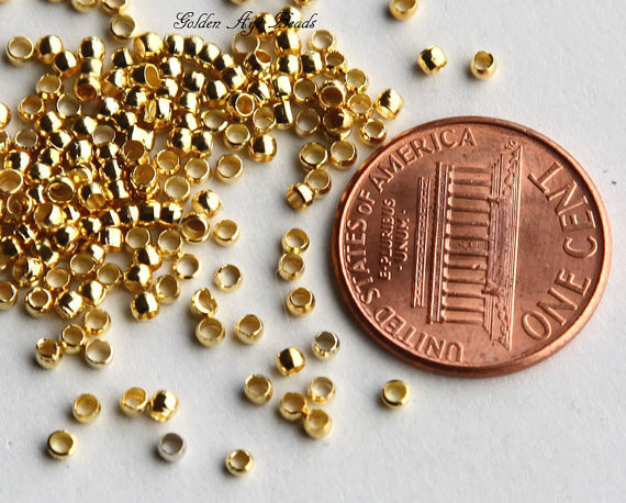 Crimp End Beads ROUND 2, 2.5 or 3MM 8 Plated Colors and Many Sizes