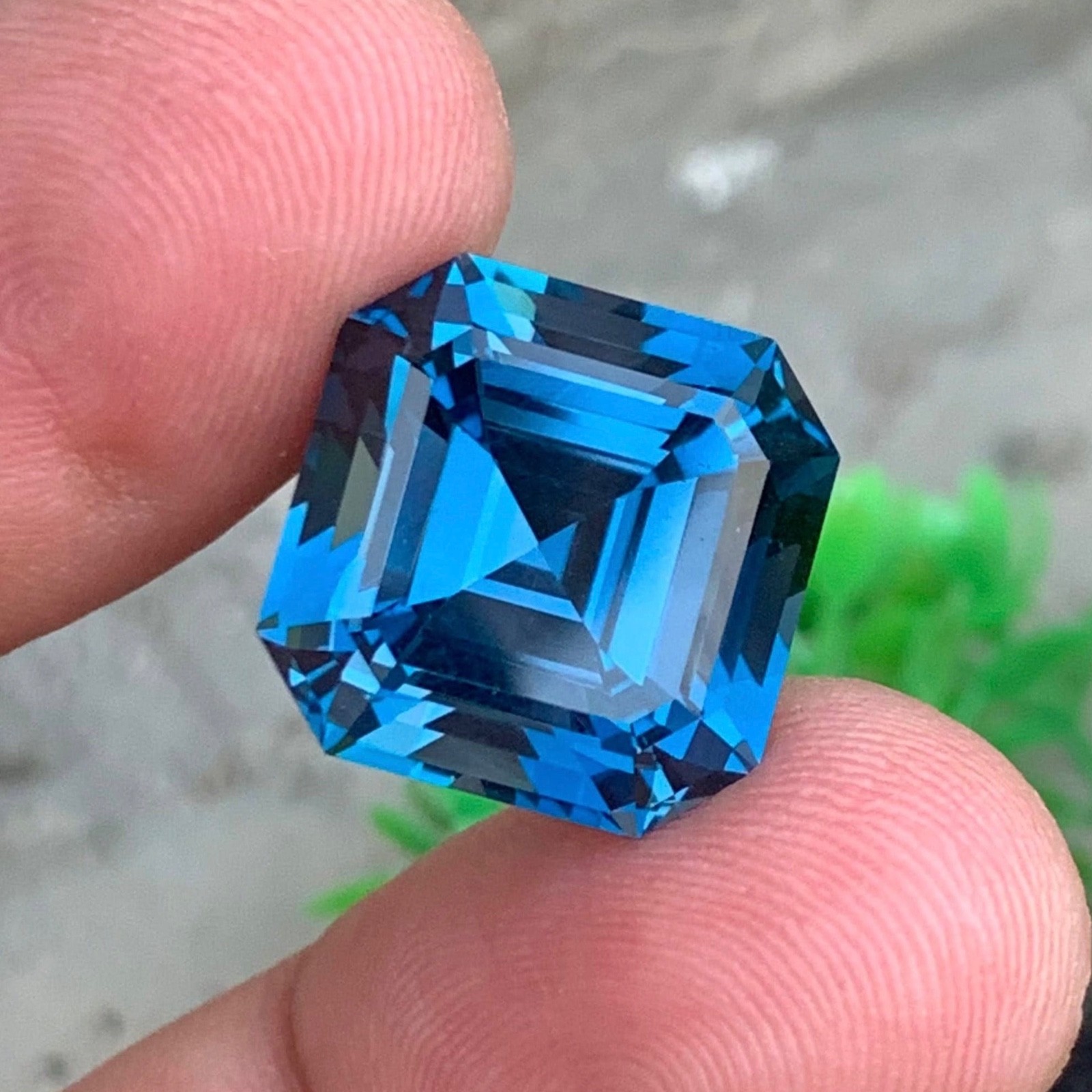 23.80 Carats Natural London Blue Topaz Stone Asscher Cut From African