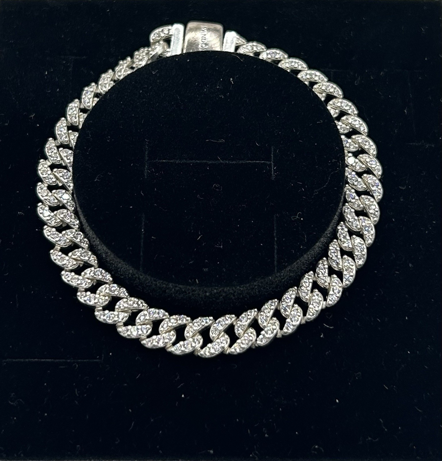 Pandora Timeless Pavé Cuban Chain Bracelet 16cm 6.3” 925 ALE CZ 593008C01