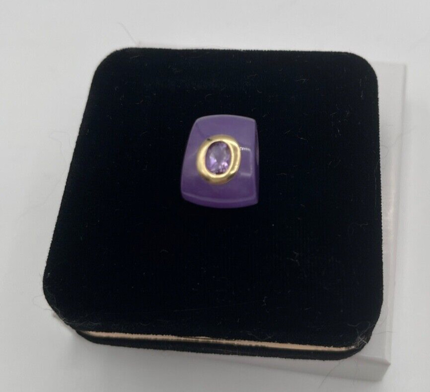 14k Gold Lavander Jade & Amethyst Pendant Slide