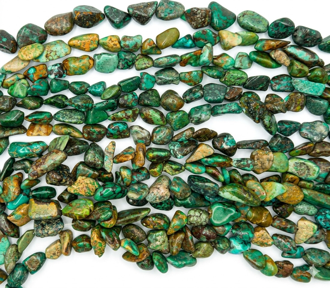 GENUINE HUBEI NATURAL GREEN TURQUOISE GEMSTONE 15mm ~ 20mm NUGGET BEAD STRAND