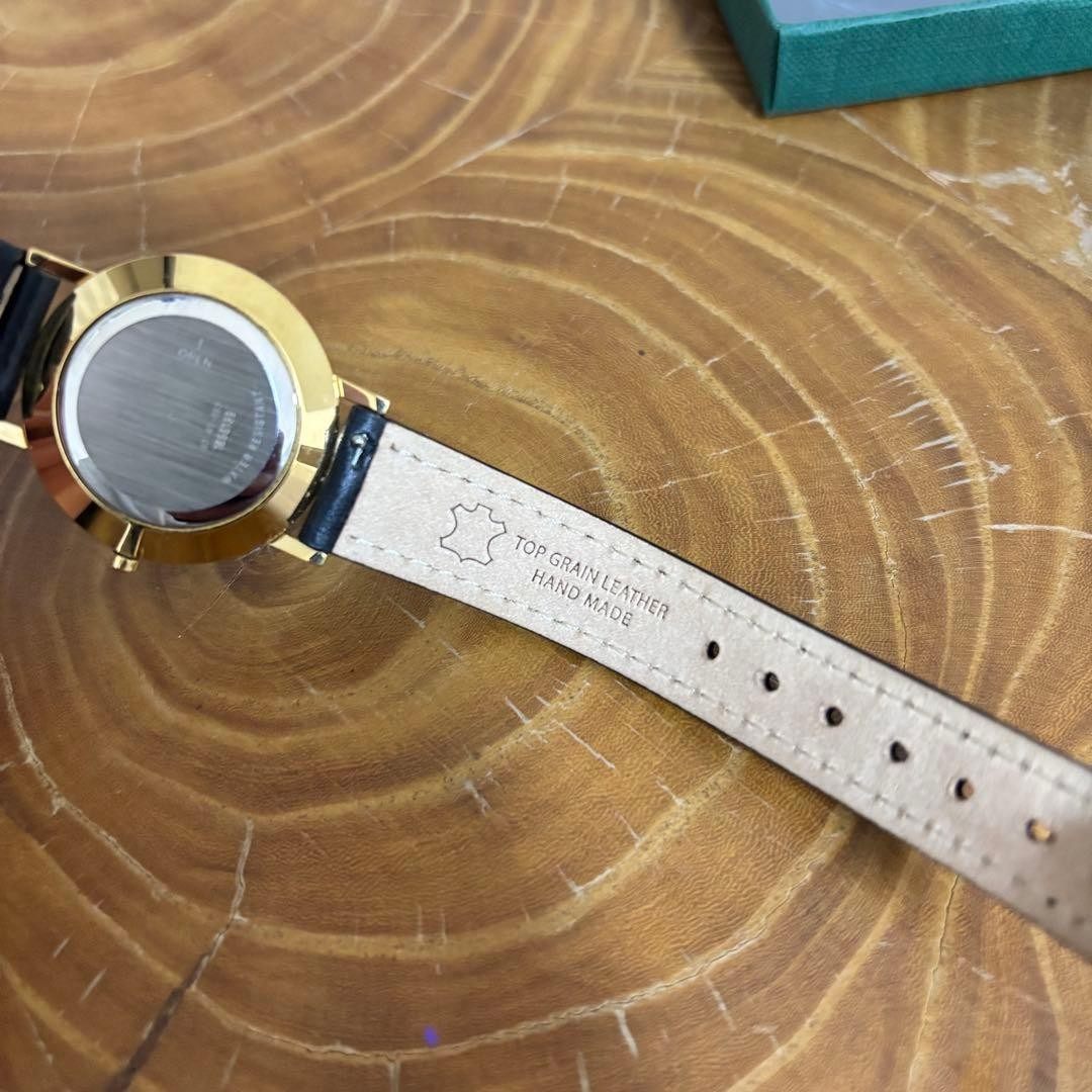 Movado Museum Ultra Slim Black & Gold Minimalist Watch Used