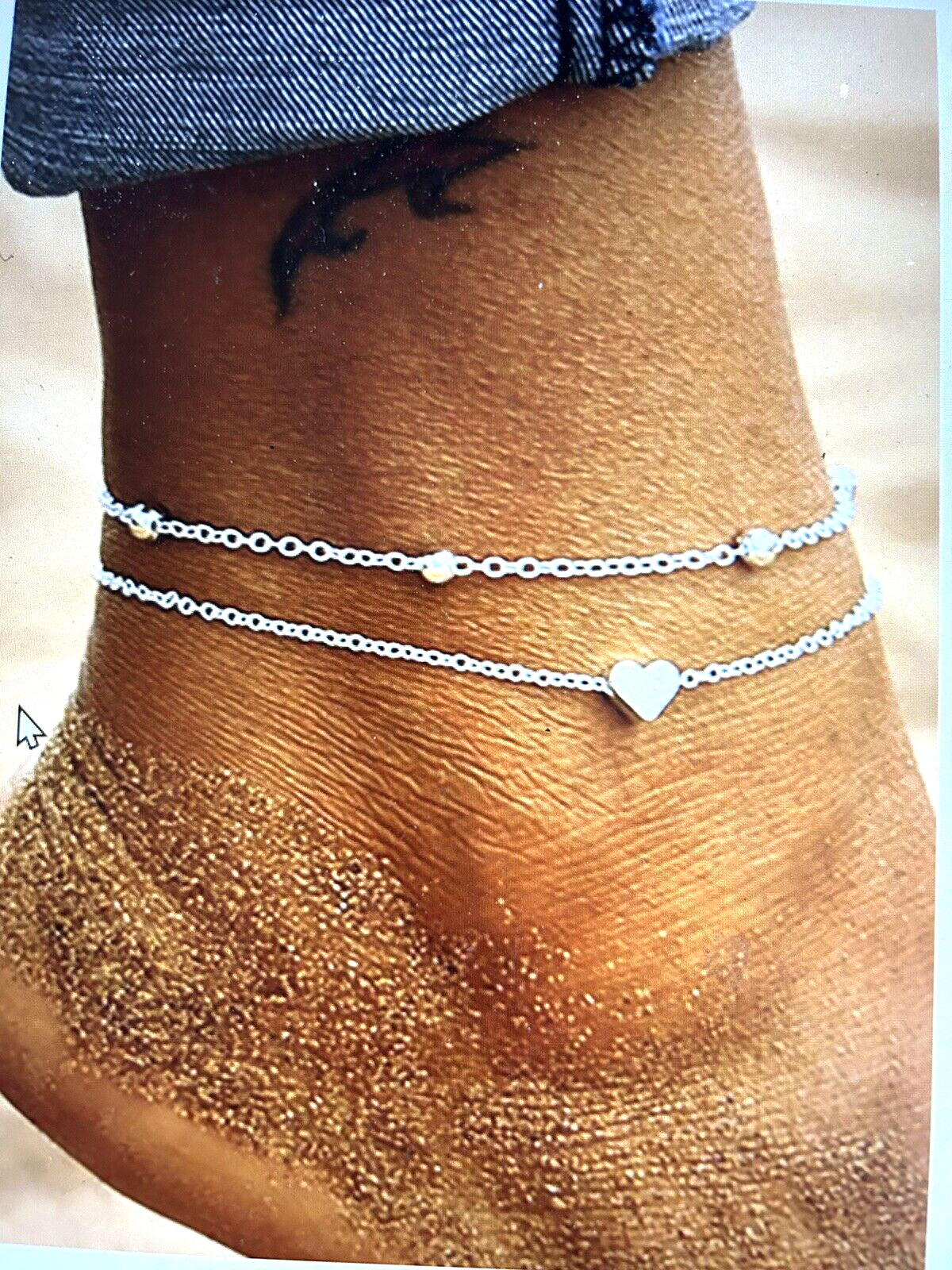 1 Set Simple Exquisite Retro Beaded Heart Double-Layer Anklet With High-End Desi