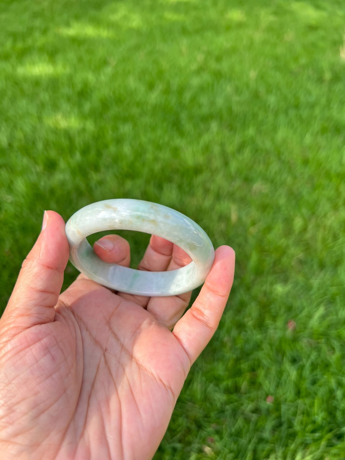 Lavender Green 100% Natural Grade A Jadeite Jade Bangle Bracelet 54.5mm H153