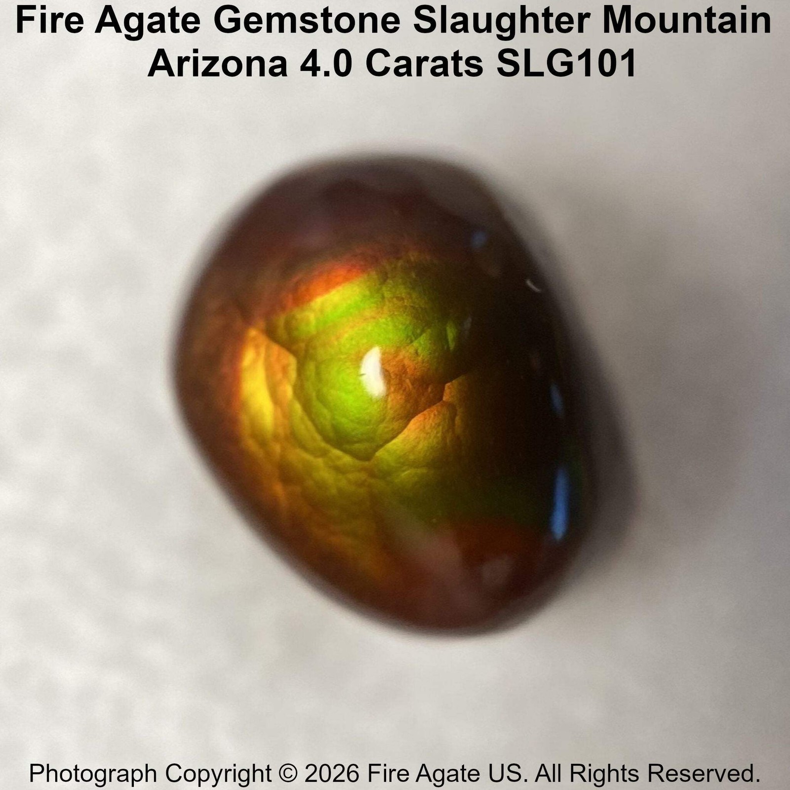 Fire Agate Gemstone Slaughter Mountain Arizona 4.0 Carats SLG101