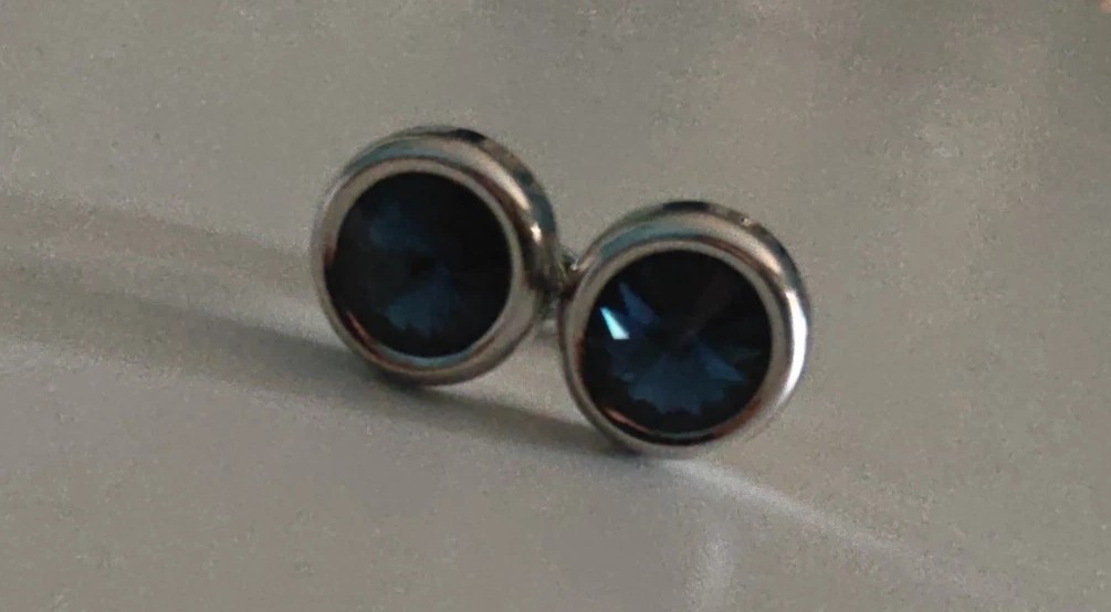 Mens Cufflinks Elegant Style Cuff Link Super Shiny Navy Blue Crystal Circular