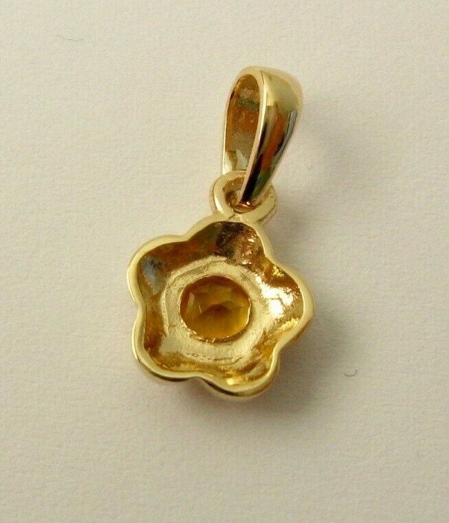 GENUINE SOLID 9K 9ct Yellow Gold NOVEMBER BIRTHSTONE DAISY CITRINE PENDANT