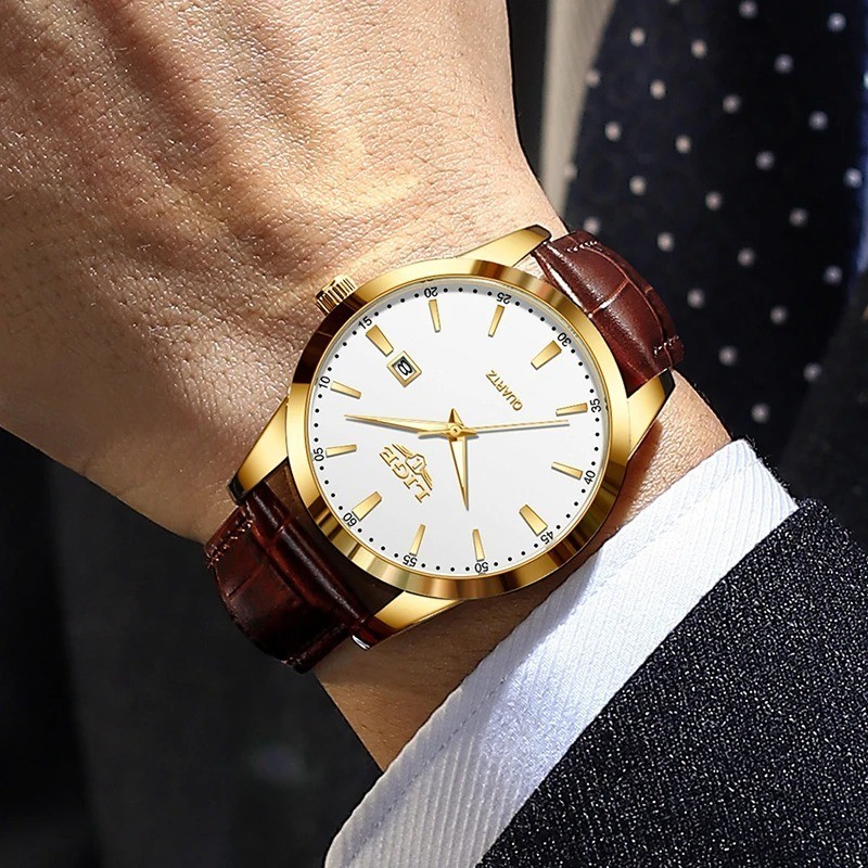 Mens LIGE Classic Luxury Wristwatch Sports Waterproof Quartz Leather Strap Watch