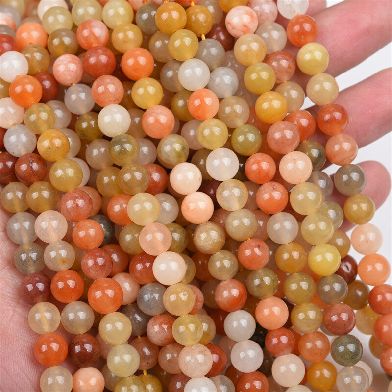 4-12mm Natural Gemstone Golden Silk Jade Round Spacer Beads for Jewelry Making