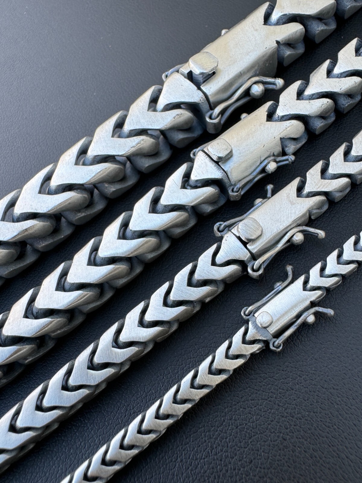 Handmade Franco Chain Necklace Oxidized Real 925 Sterling Silver Box Lock 4-10mm