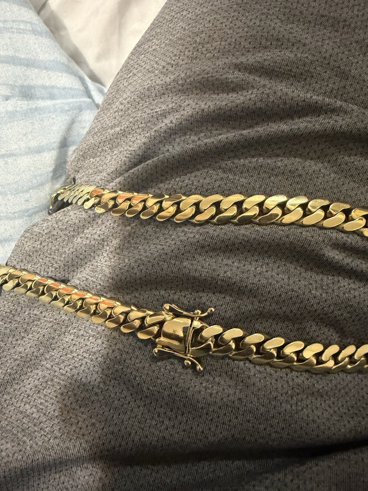 Men’s 14K Gold plated Cuban Link Chain Bracelet with fancy Clasp Closure, Signed