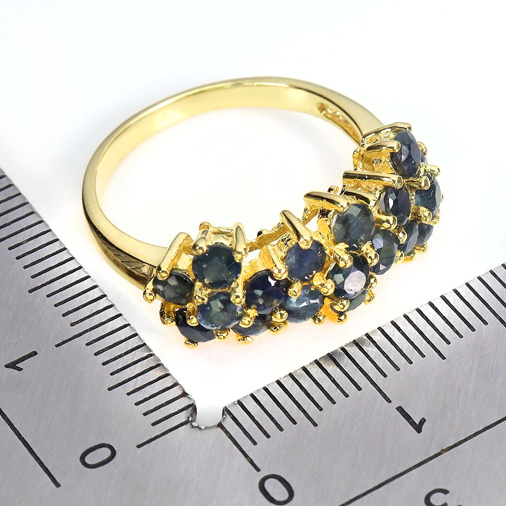 925 Sterling Silver Ring Round Blue Sapphire 3mm Natural Gemstone Jewelry Size 7
