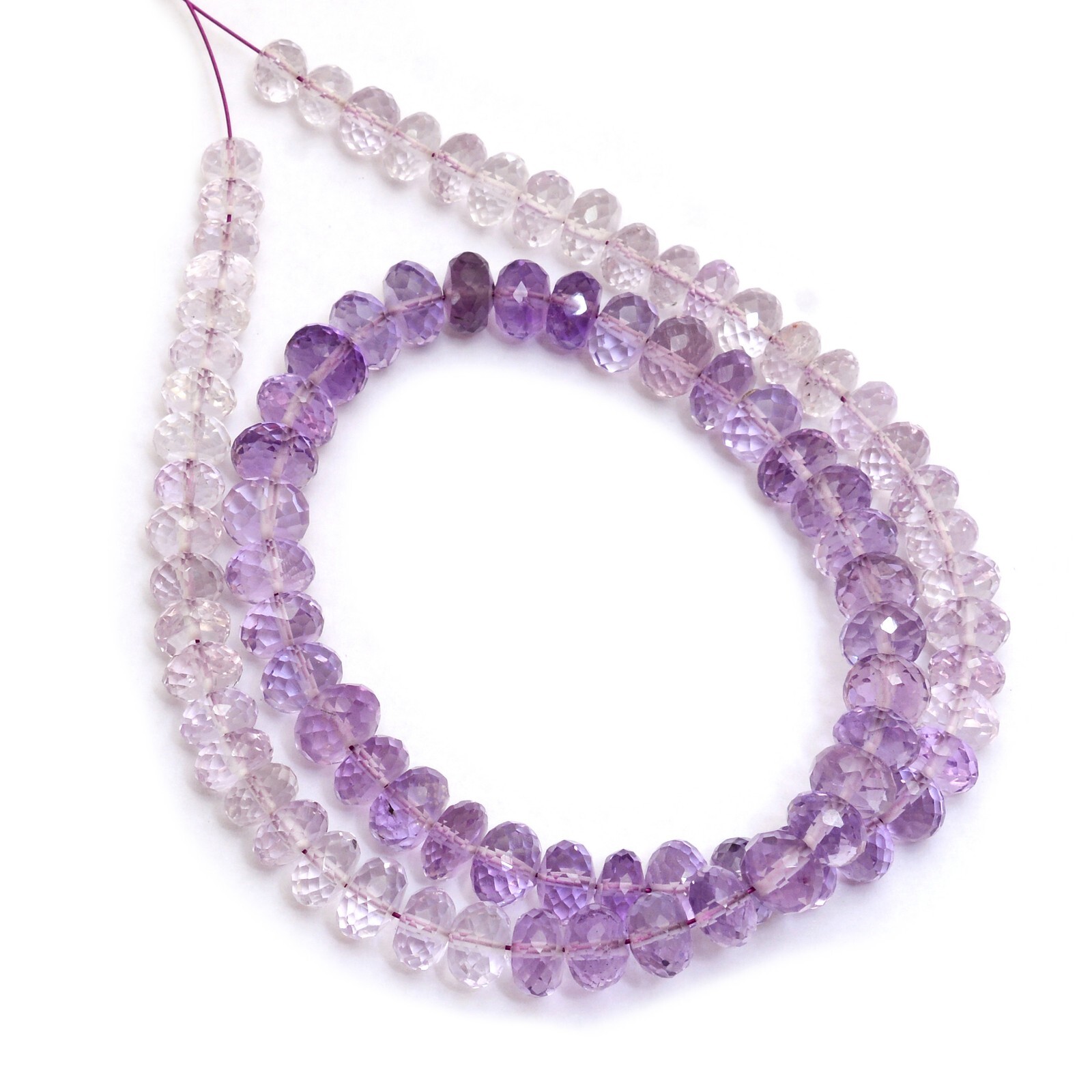 AAA+ Amethyst Gemstone 5mm-7mm Rondelle Faceted Beads | 14inch Shaded Strand