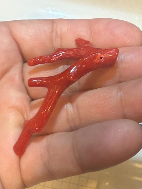 Vintage Style Coral Red Branch 5.59 grams Not dyed, authentic, drilled, CL20