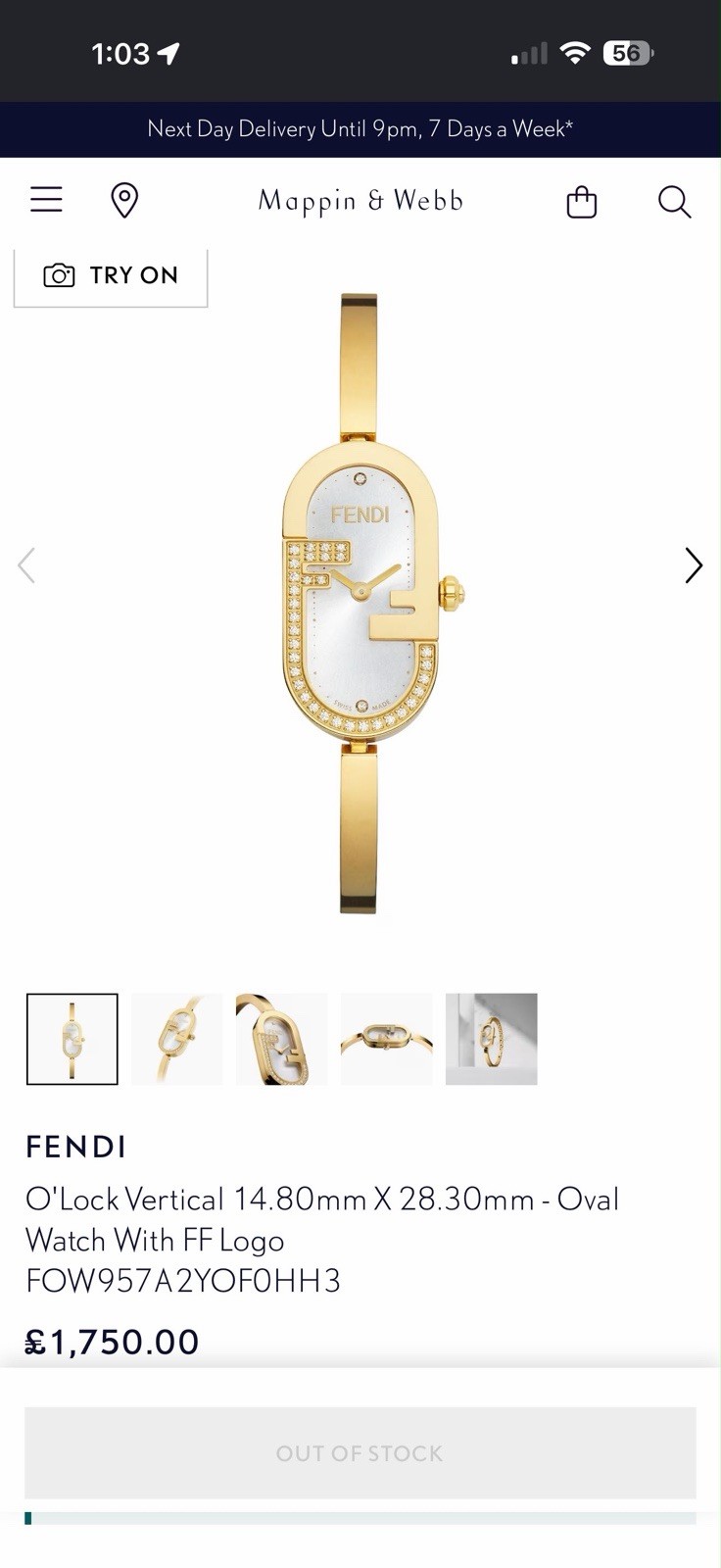 Fendi Women’s O’Lock Diamond Bracelet Watch