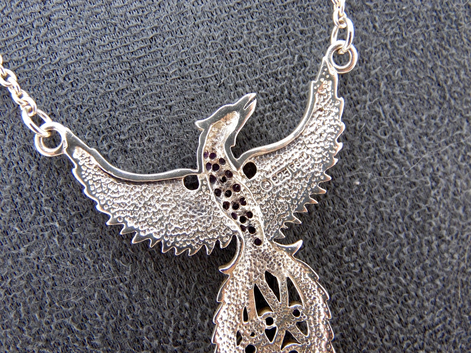 Peter Stone Sterling Phoenix Necklace Pendant “Honor Thy Flying Phoenix” 925