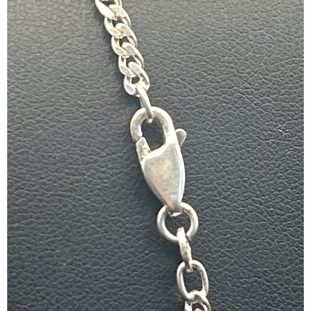 Vintage HBI Italy 925 Sterling Silver 3mm Figaro Chain 24″ Rhodium Finish Clean