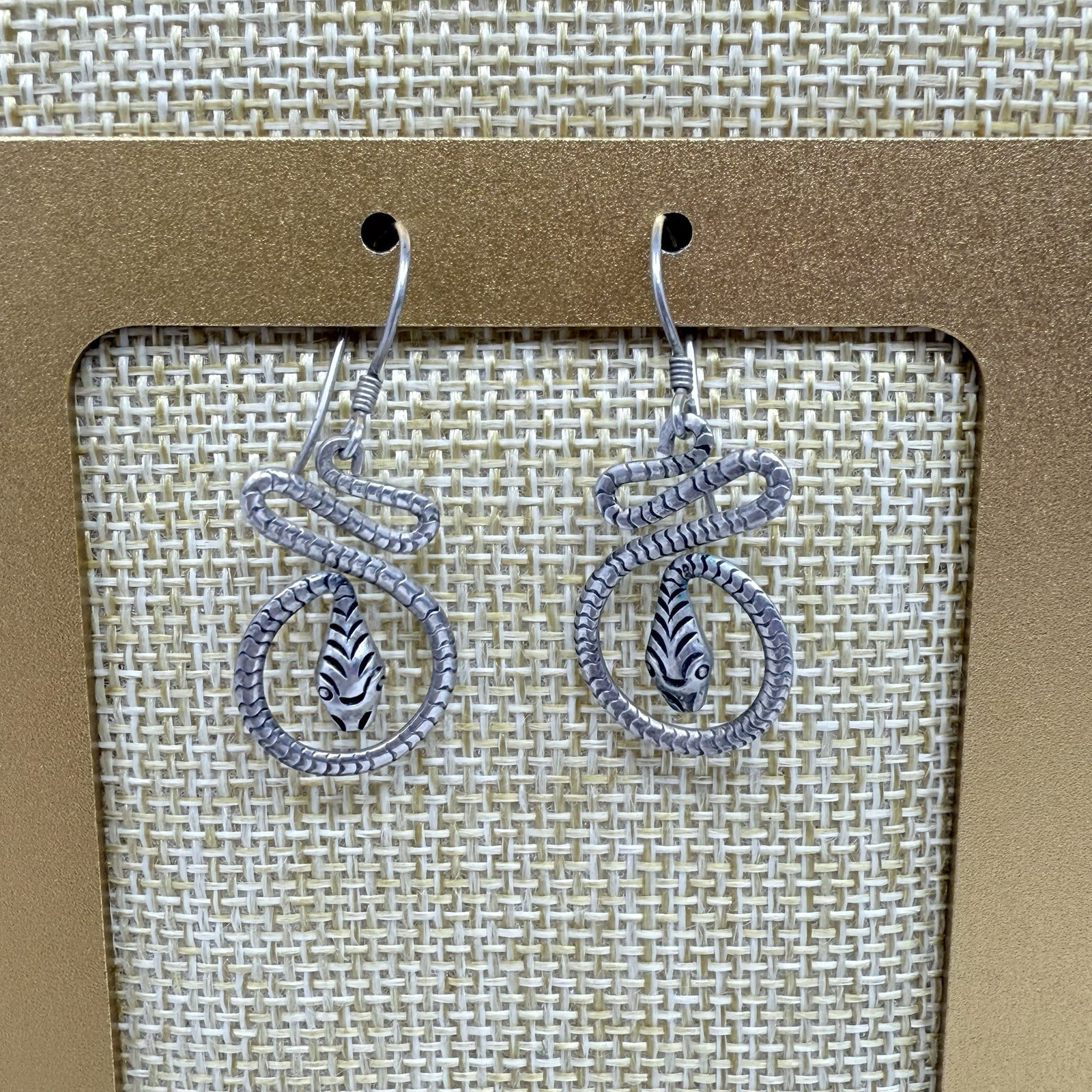 Vintage 925 Sterling Snake Serpent Gothic Dangle Earrings 3.2 grams