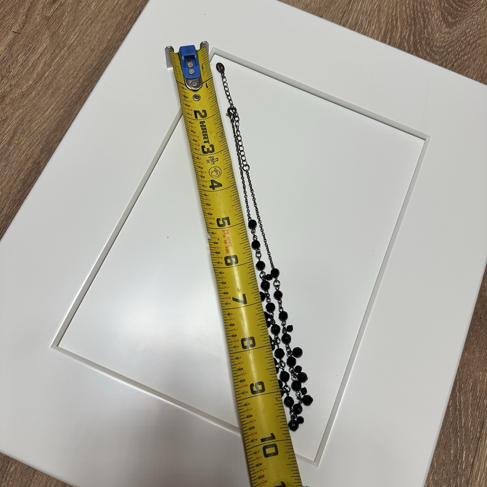 Black Beaded Necklace With Gunmetal Tone Metal Chain