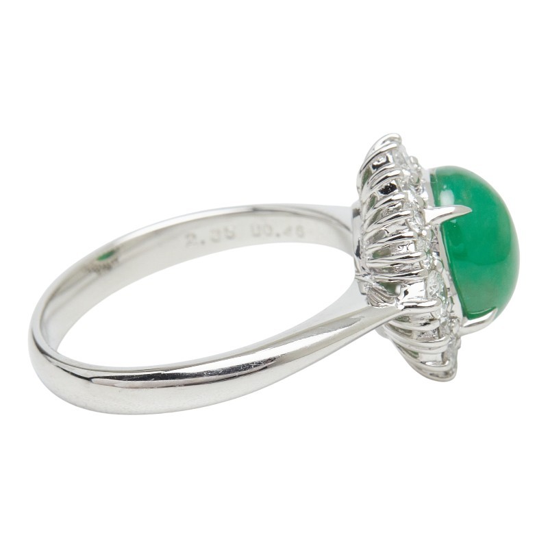 AUTHENTIC Ring ring Pt900 Platinum/Jade #13(JP Size) Women