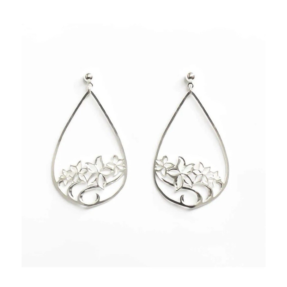 Leighton Lam Designs Liv-N-Aloha silver-plated teardrop plumeria earrings