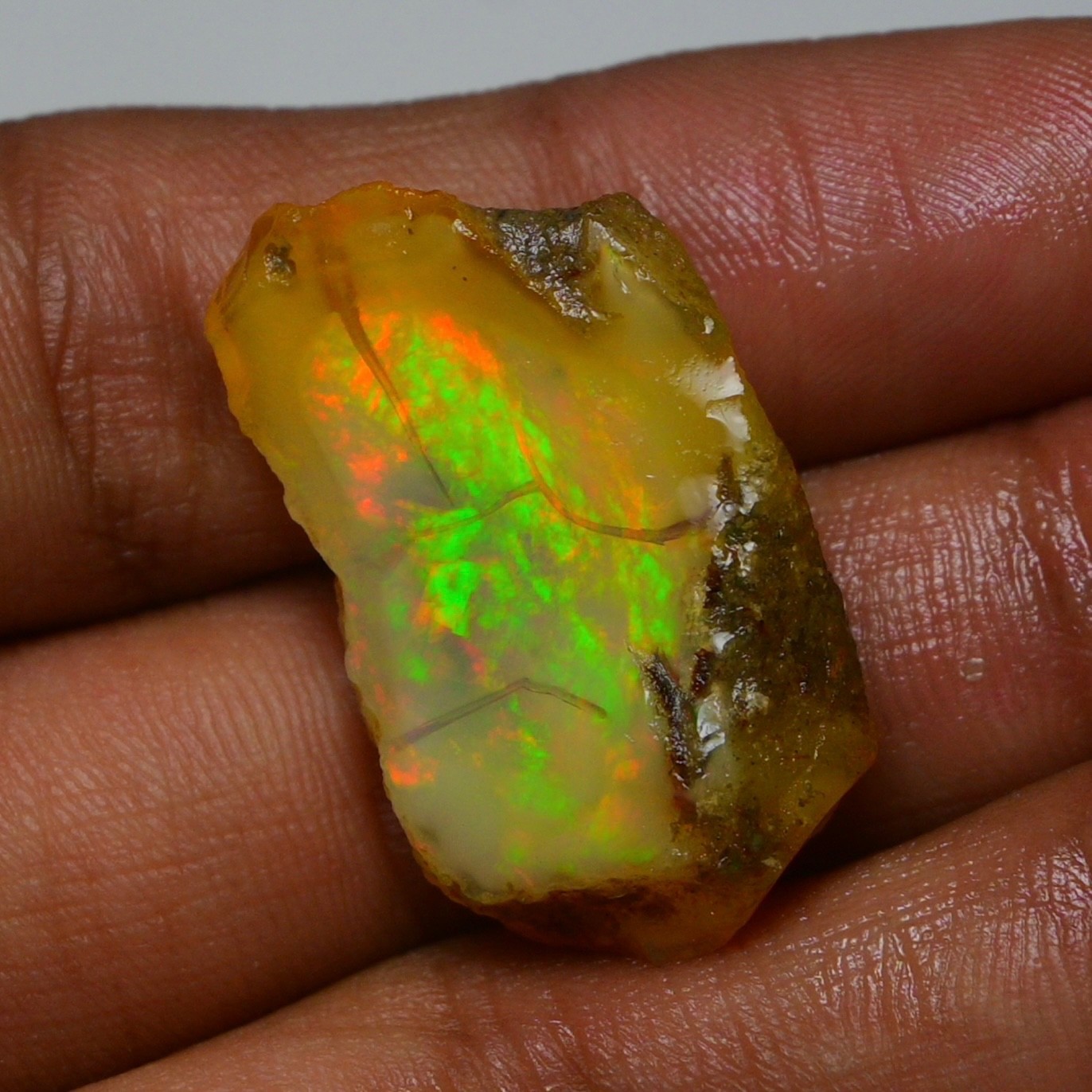Ethiopian Oil Opal Specimen 22.50 cts Natural Rough Gemstone – Fire Opal Roug