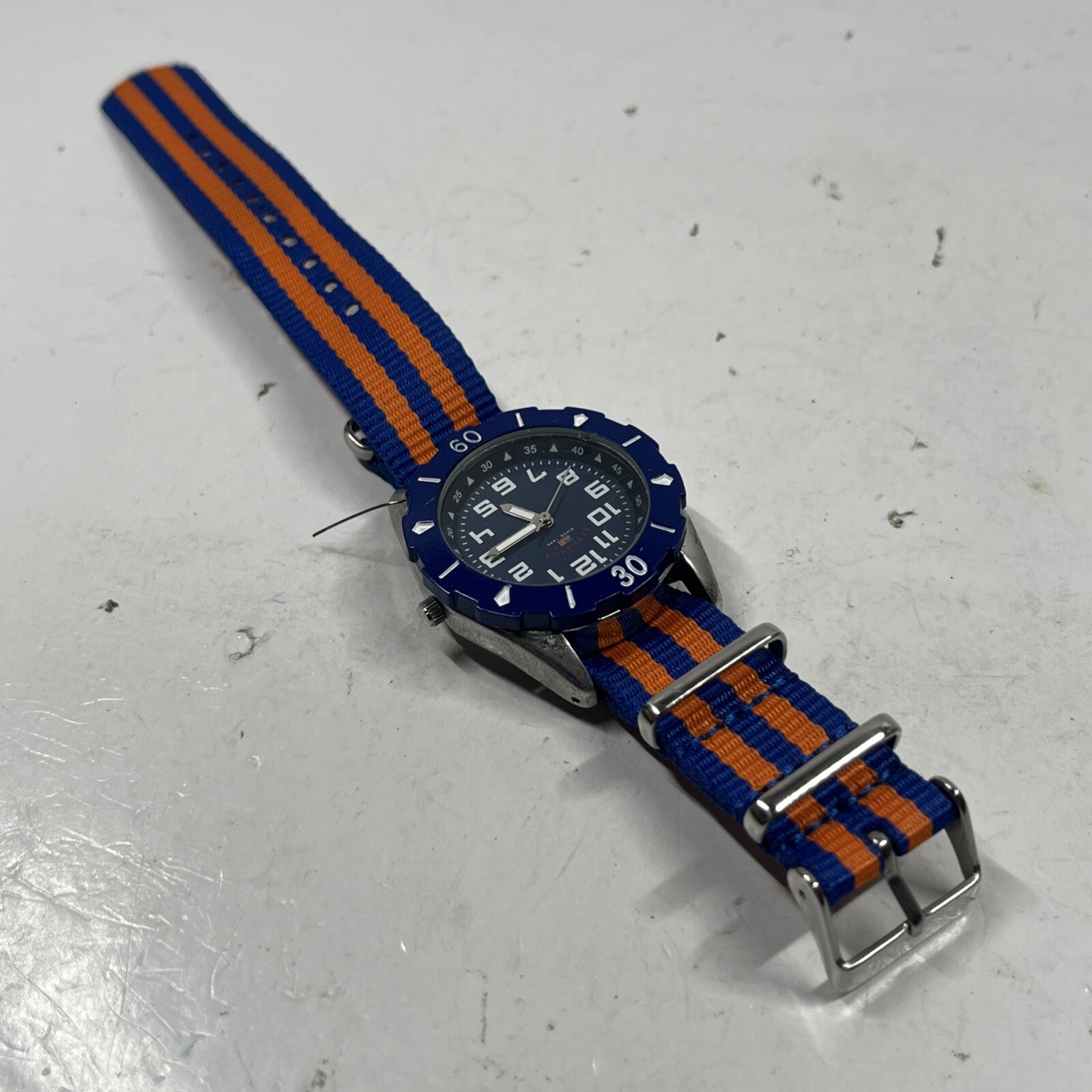 (BROKEN BADLY) U.S. Polo Assn. Sport Mens Sport Watch with Blue n Orange Band